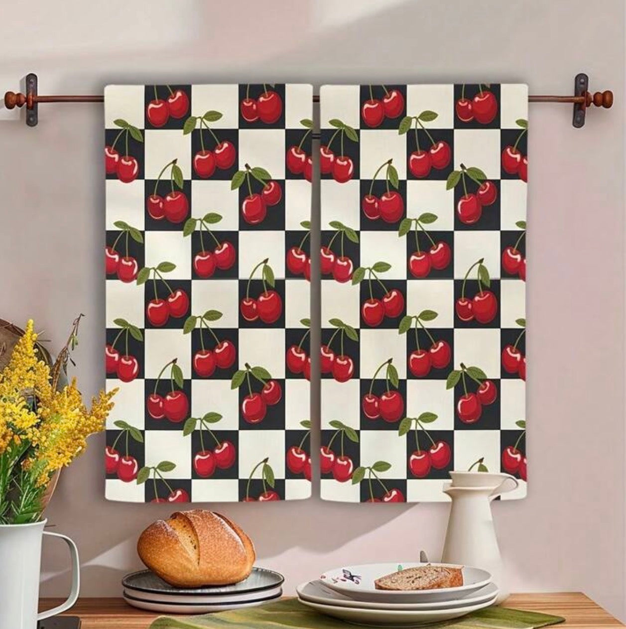 Checkered Cherry Sparkle Towel