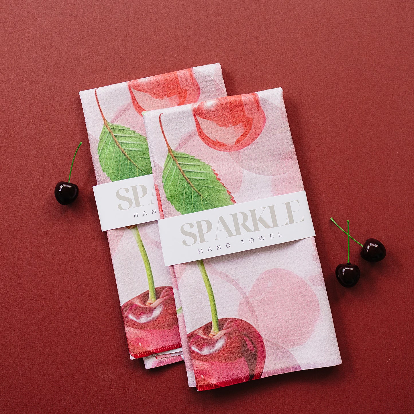 Fresh Picked Cherry Sparkle Kitchen Hand Towel