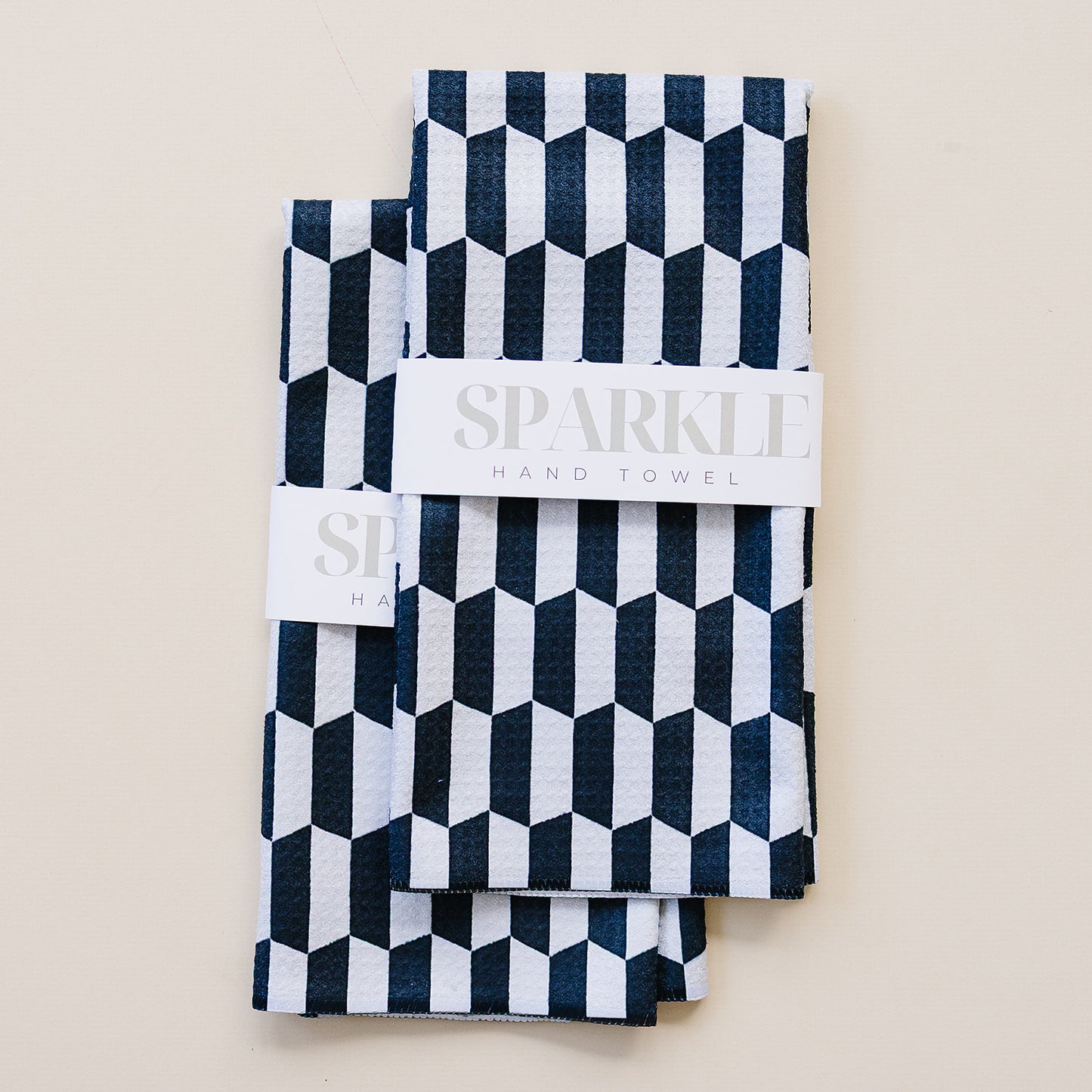 Geometric Black & White Sparkle Hand Towel
