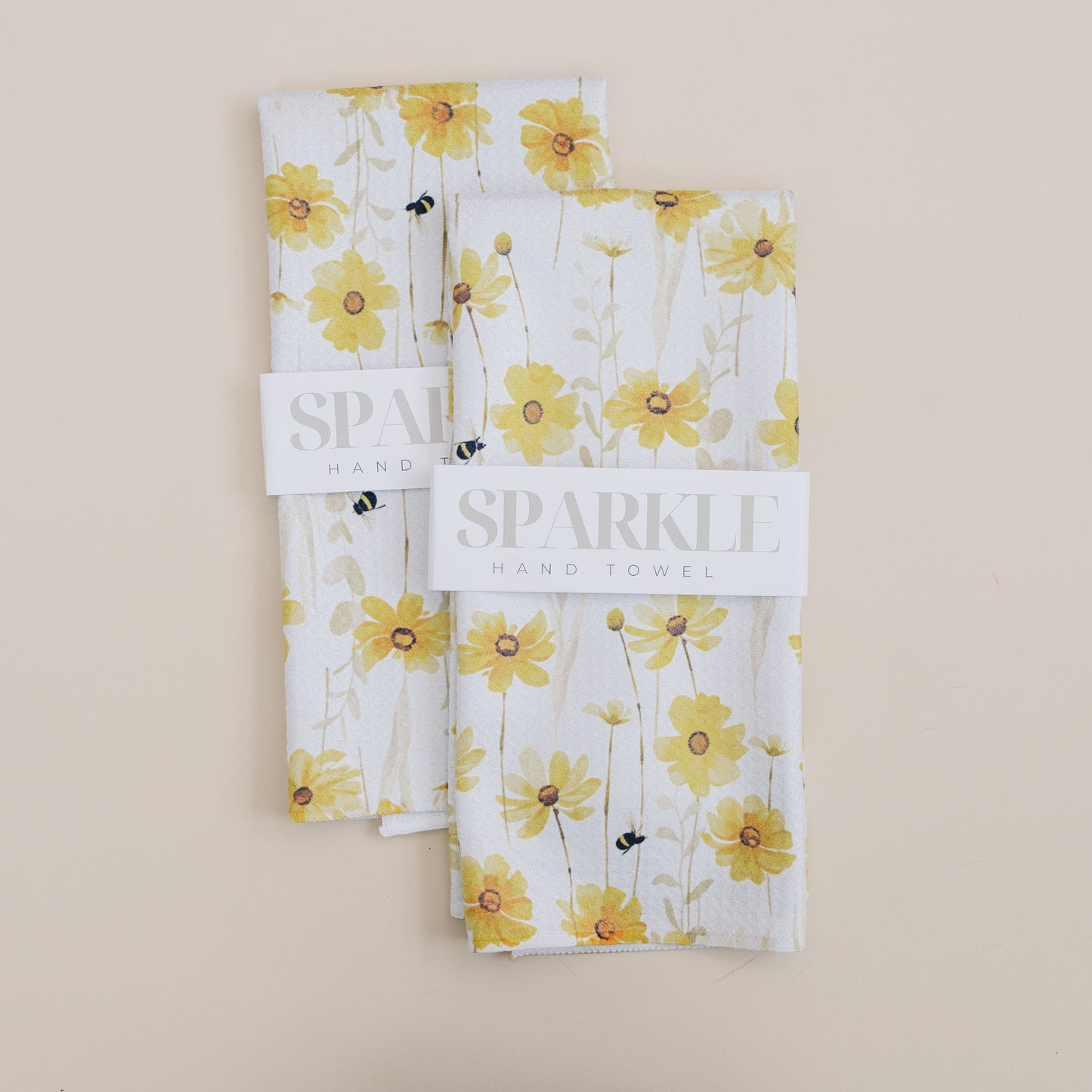 Yellow Flowers Sparkle Kitchen Hand Towel