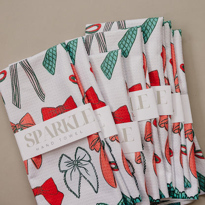 The Holiday Bow Sparkle Hand Towel