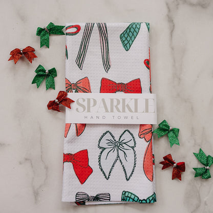 The Holiday Bow Sparkle Hand Towel