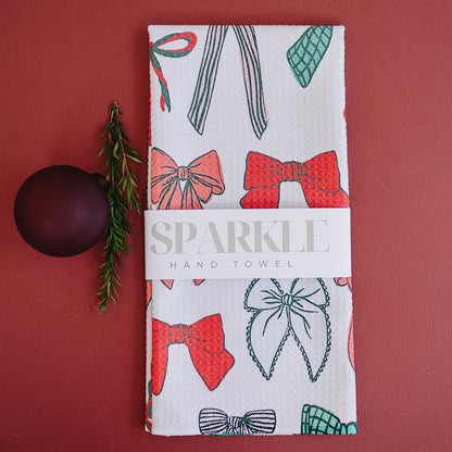 The Holiday Bow Sparkle Hand Towel