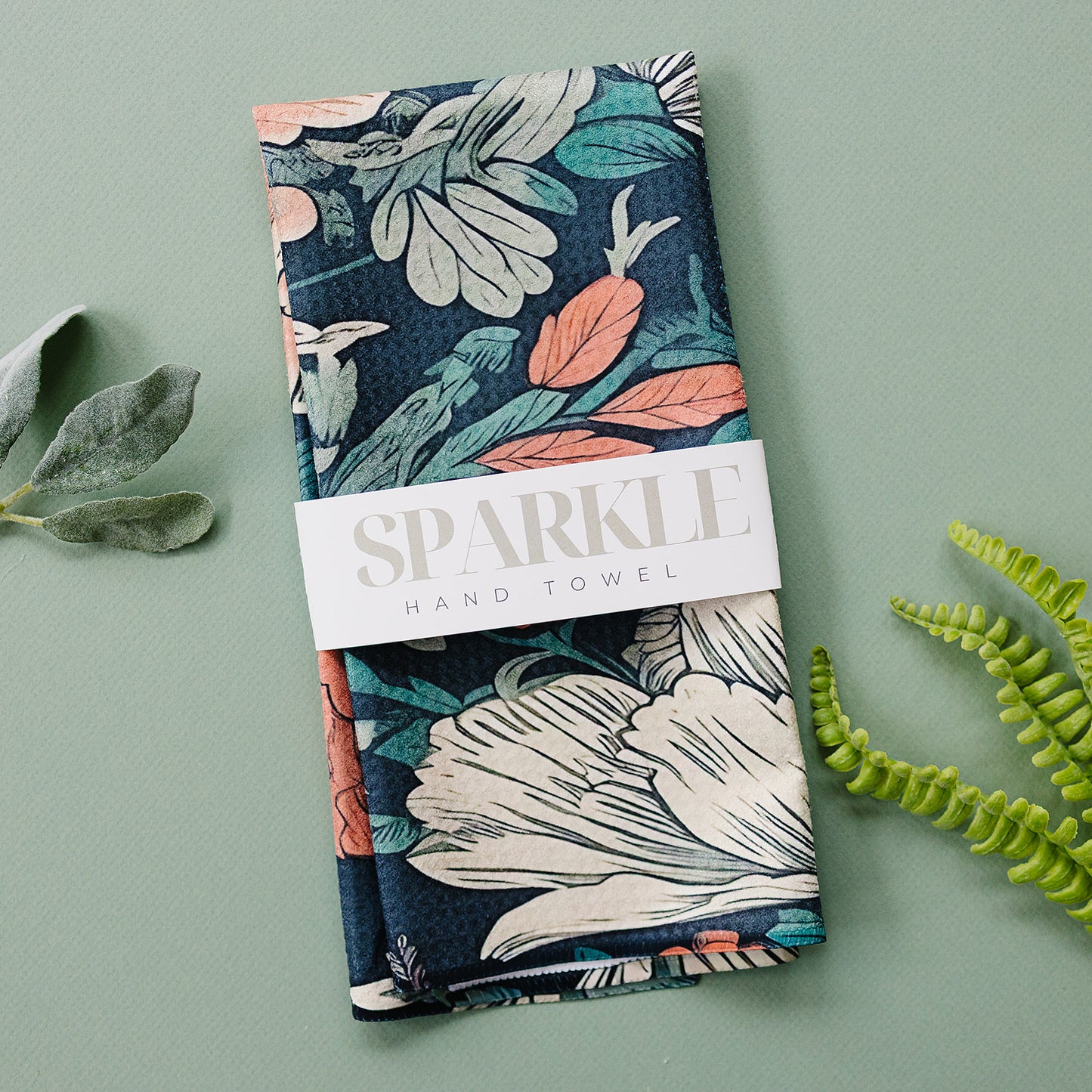 Retro Floral Sparkle Hand Towel