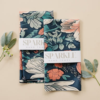 Retro Floral Sparkle Hand Towel