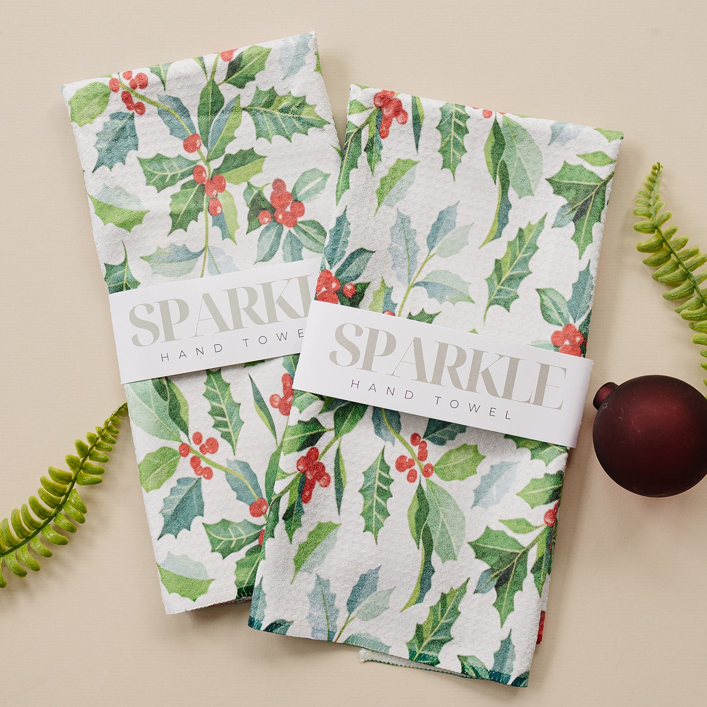 The Sparkle Hand Towel Holly Berries