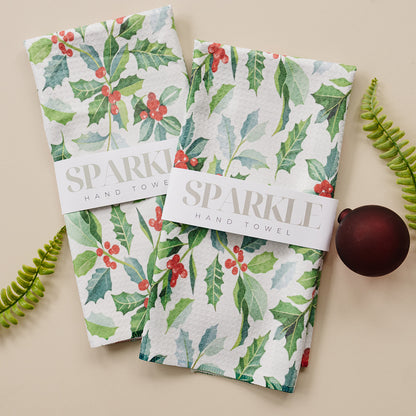 The Sparkle Hand Towel Holly Berries