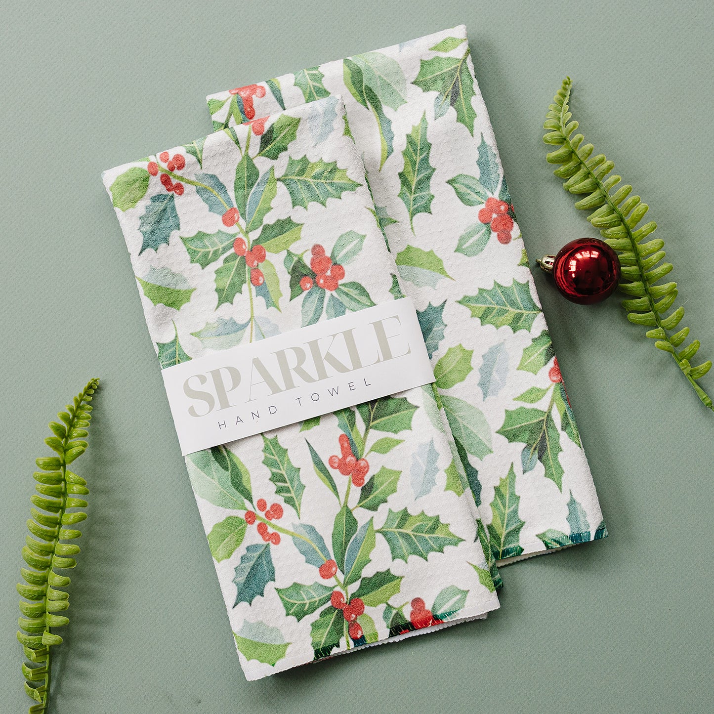 The Sparkle Hand Towel Holly Berries