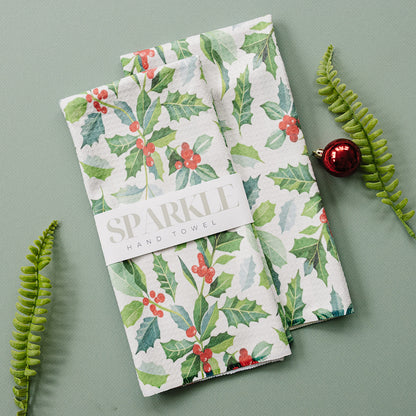 The Sparkle Hand Towel Holly Berries