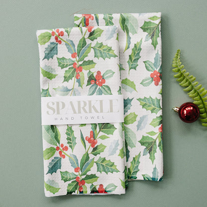The Sparkle Hand Towel Holly Berries