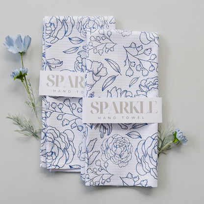 Blue Gardens Sparkle Hand Towel