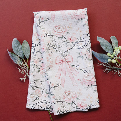 Blush Bows & Blooms Sparkle Kitchen Hand Towel