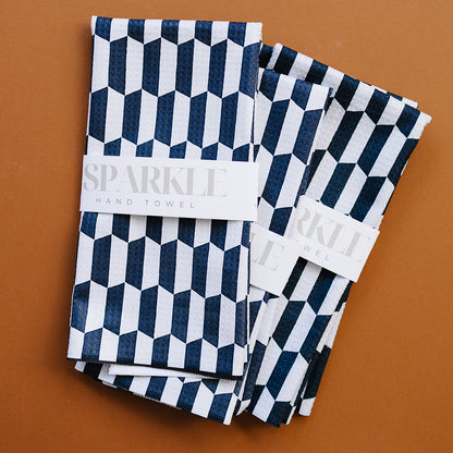 Geometric Black & White Sparkle Hand Towel