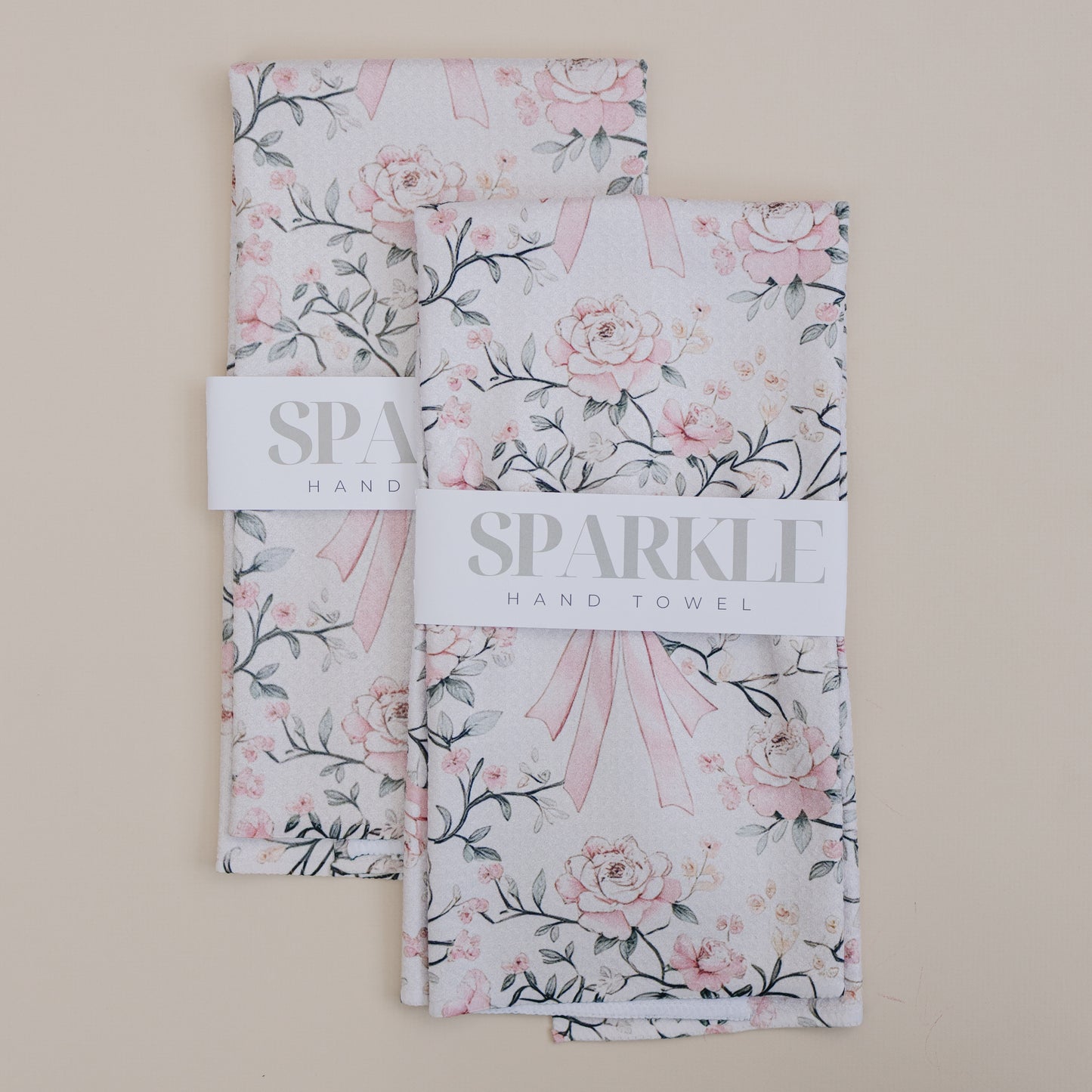 Blush Bows & Blooms Sparkle Kitchen Hand Towel
