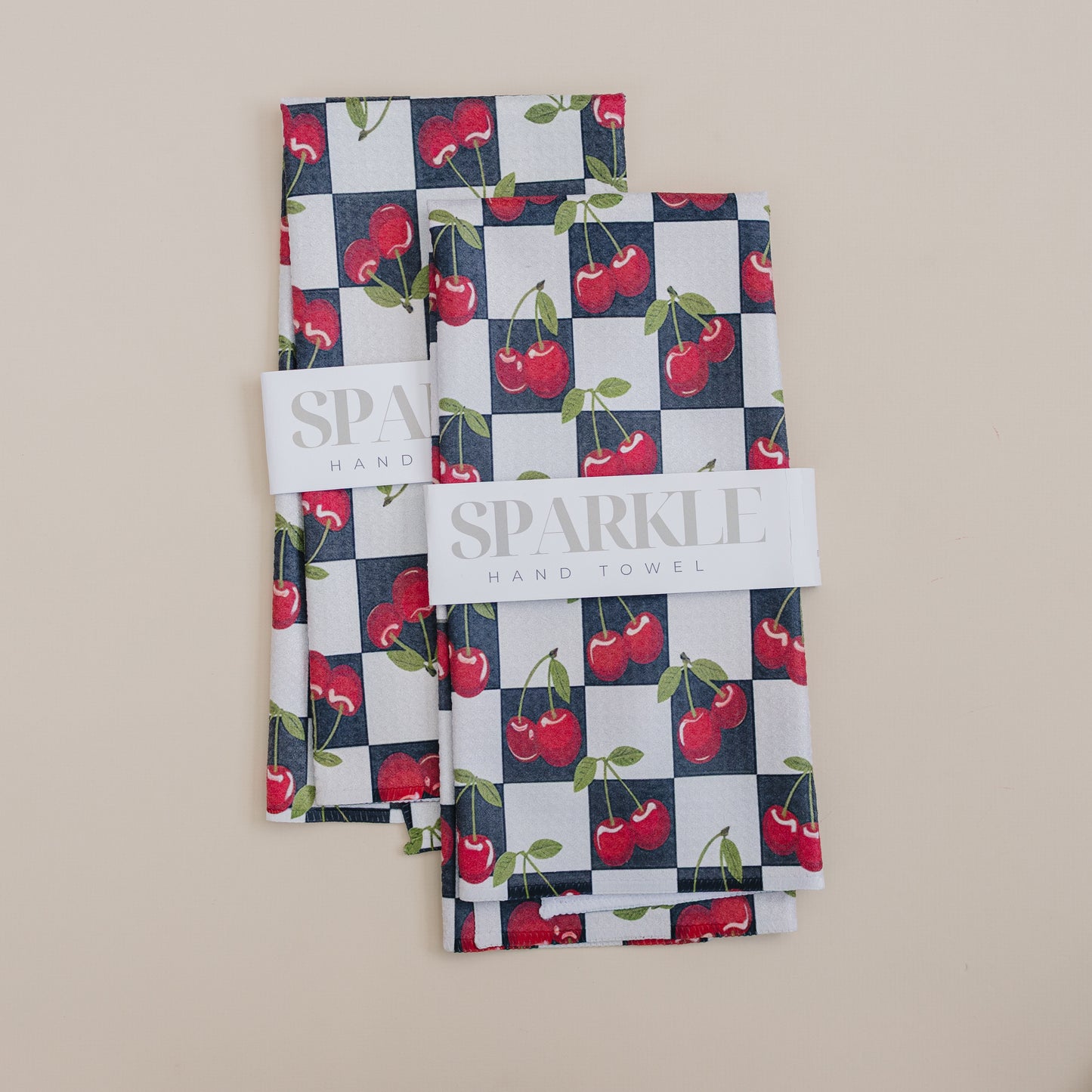 Checkered Cherry Sparkle Kitchen Hand Towel