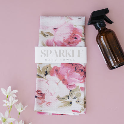 Vintage Rose Sparkle  Kitchen Hand Towel