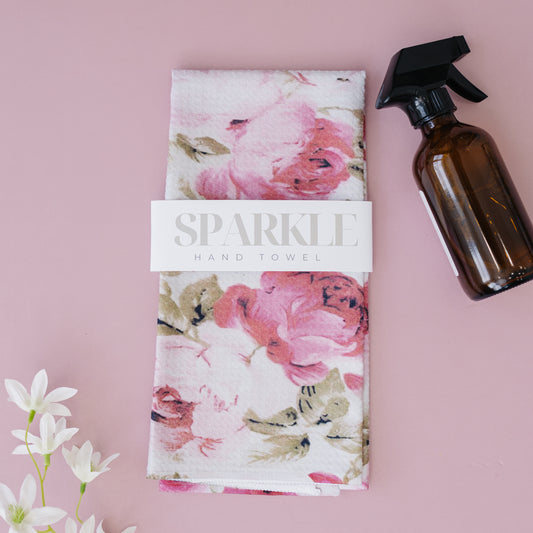 Vintage Rose Sparkle  Kitchen Hand Towel