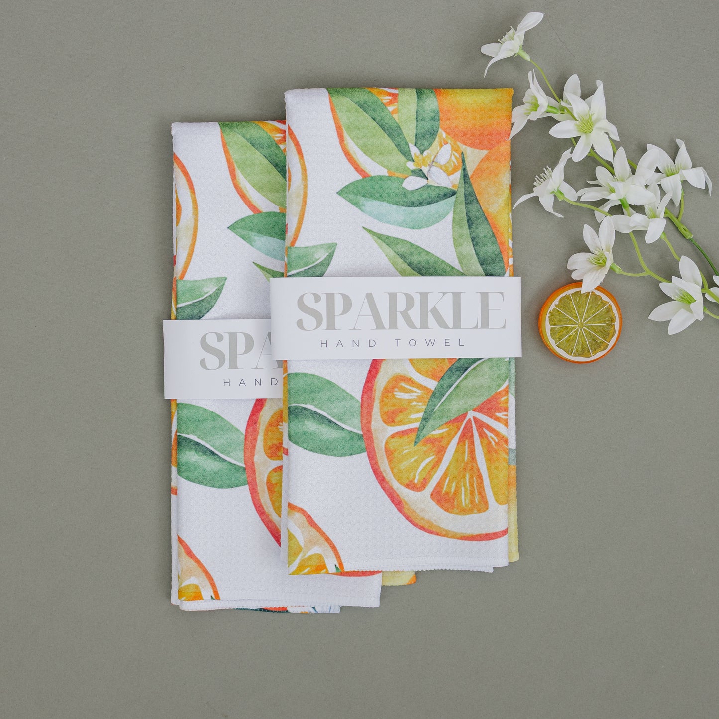 Orange Blossom Sparkle Kitchen Hand Towel