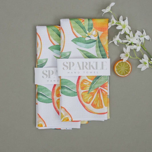 Orange Blossom Sparkle Kitchen Hand Towel