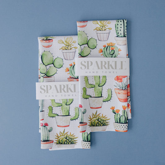 Happy Cactus Sparkle Kitchen Hand Towel